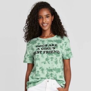 Modern Lux Dogs are a Girls Best Friend Tie Dye Tee Juniors Large